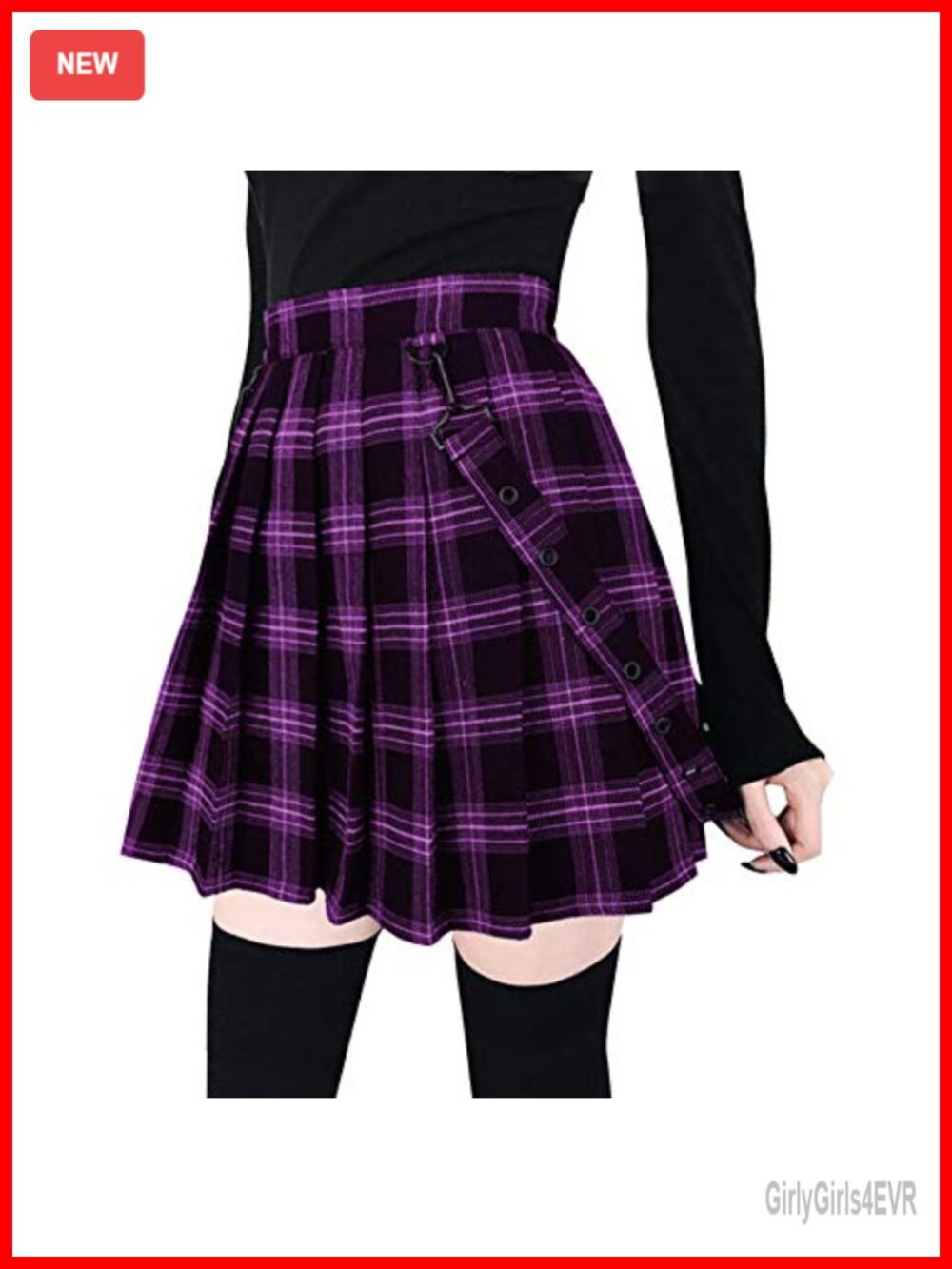A-Line Plaid Pleated Mini Skirt with Removable Suspenders High Waisted